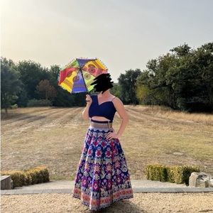 Royal Blue Silk Lehenga & top